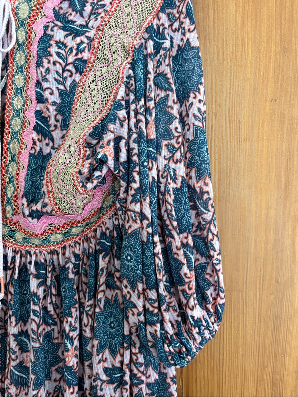 Free People in Blue, Pink & Coral Boho Peasant Dress Size XS - Picture 6 of 9